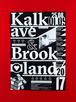 Tourplakat mit weißem Siebdruck auf schwarz