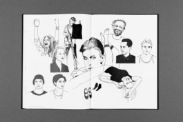 Schwarze Illustration von verschiedenen Köpfen auf weißem Hintergrund